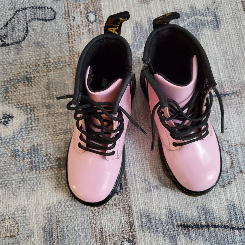 Dr. Martens Kids Pink Patent Leather Boots sz10